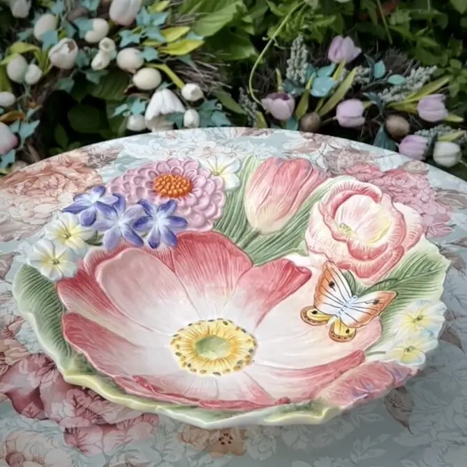 

Butterfly Ceramic Dried Fruit Plate Candy Storage Tray Home Decor Wedding Decoration Living Room Fruit Tray Salad Plate Bowl