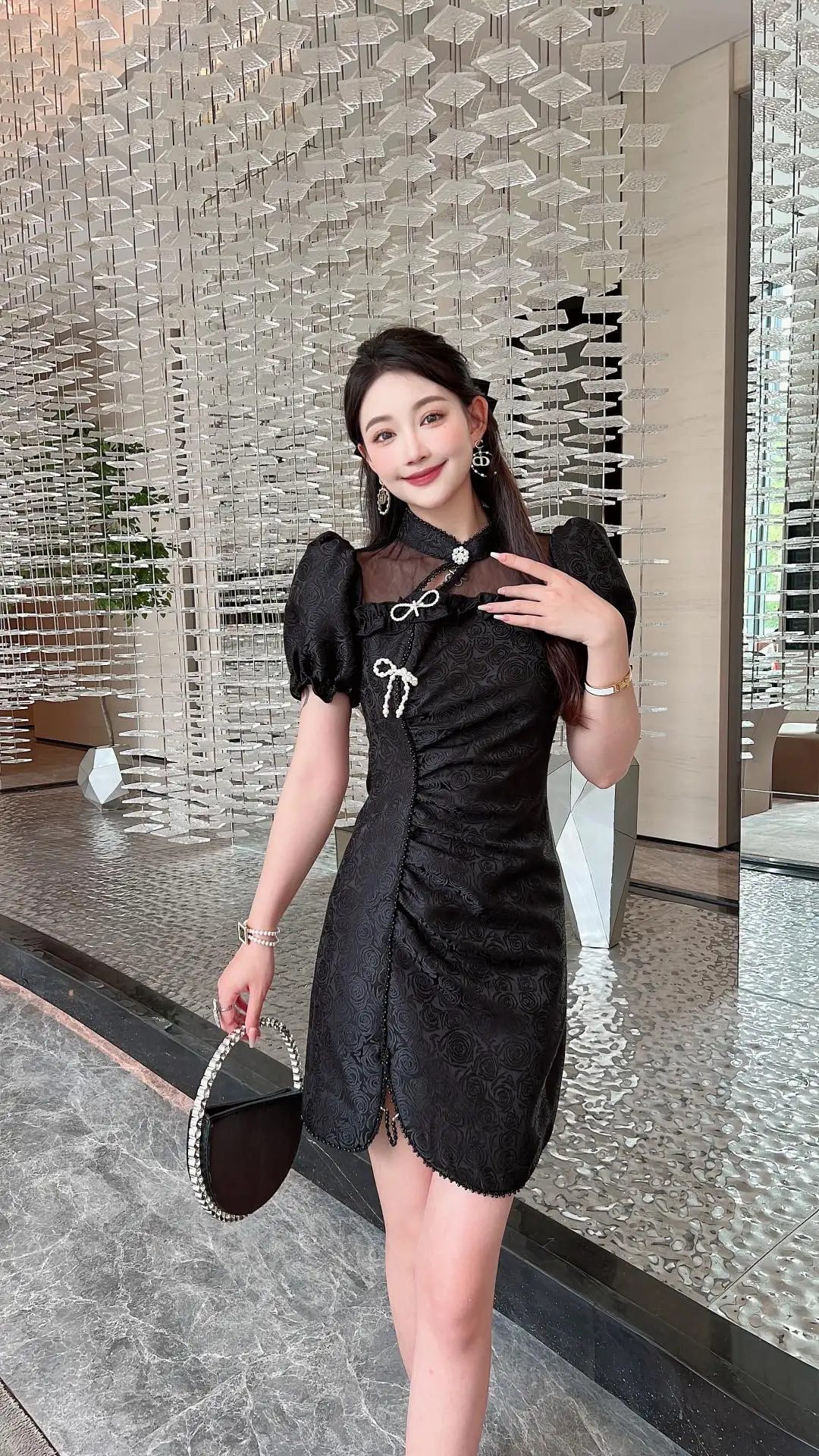 

2023 spring and summer women's clothing fashion new Mesh Stitching Dress 0511