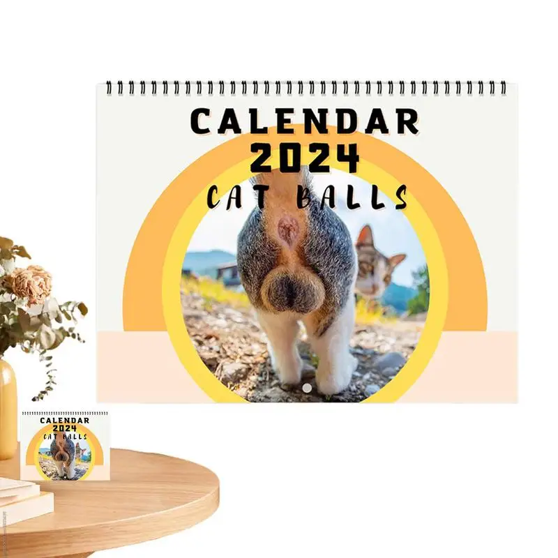 

Календарь в виде кошки, ягодиц, планер для семьи, календарь на стену в виде кошки 2024, календарь на стену в виде кошки, ежемесячный прямоугольный подарок с милым котом