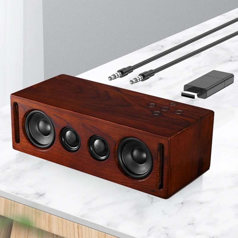 

High power 70w Wireless Bluetooth Speaker Stereo Bass Home Party Karaoke Speaker Wooden Retro Bluetooth Speaker