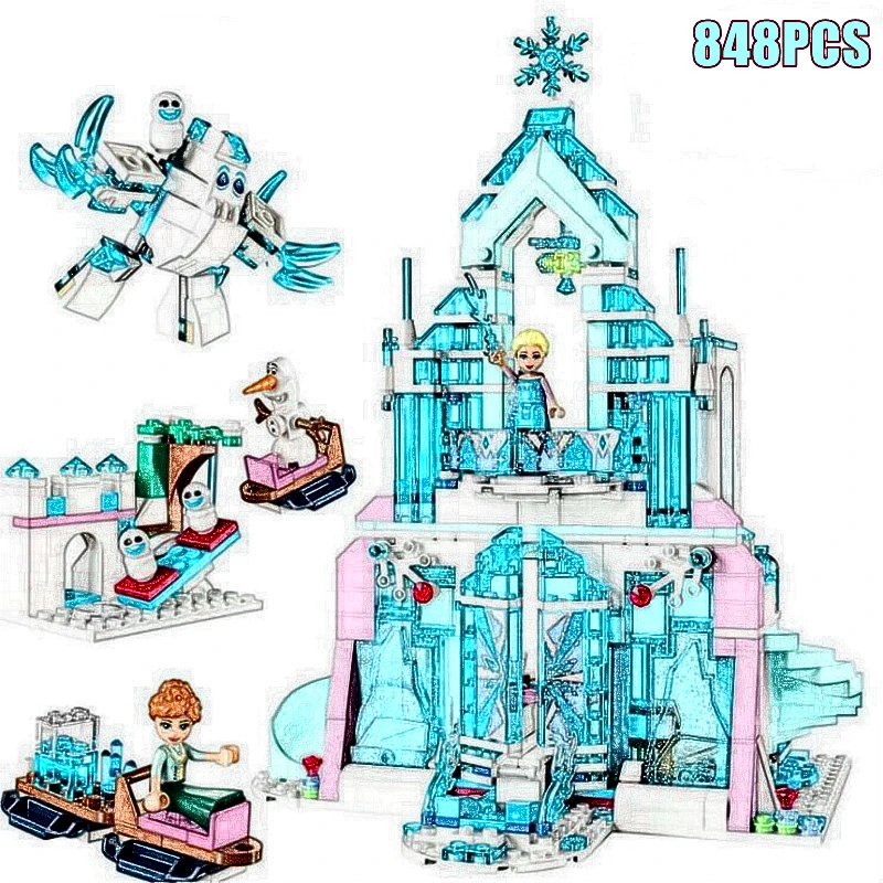 

Frozen Snow World Series The Elsa Magical Ice Castle Set Building Blocks Bricks Toys Children Girl Educational Birthday Toy Gift