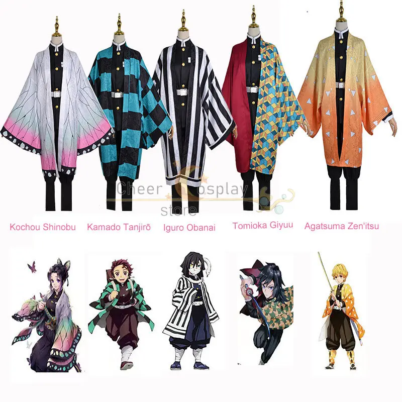 

Anime Kimetsu no Yaiba Kochou Shinobu Cosplay Costume Iguro Obanai Agatsuma Zen'itsu Kamado Tanjirō Halloween Japanese Clothing