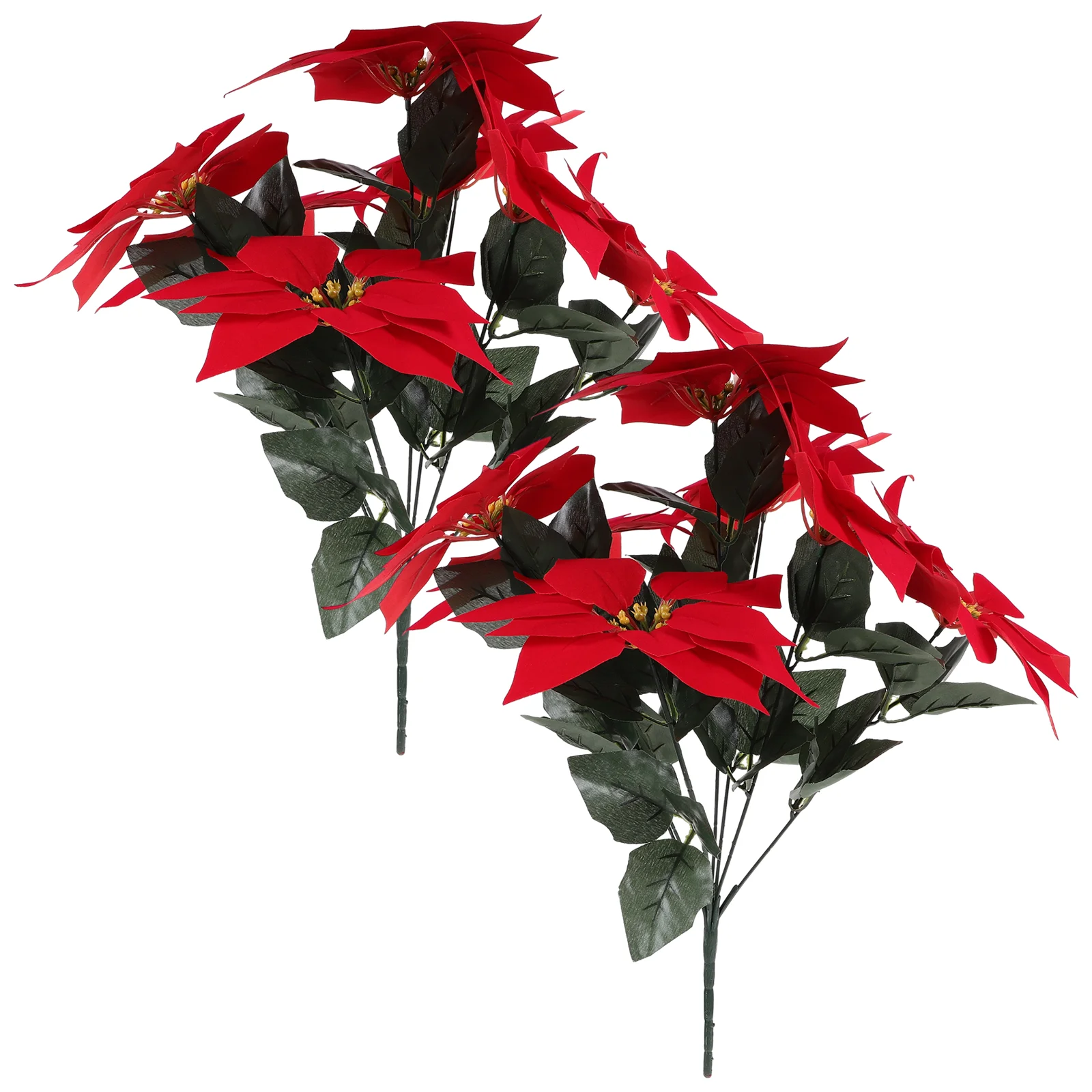 

2 Pcs Pot Decorative Faux Poinsettia Vase Decors Flowers Big Red Centerpieces Flannel Silk Fake Artificial Decoration