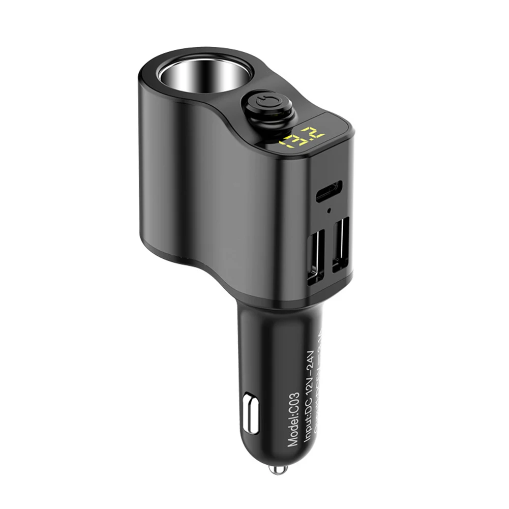

Car Charger Durable Compact Lightweight Anti Shock Dual USB ABS Shell Outdoor Player LED Indicating Digital Display