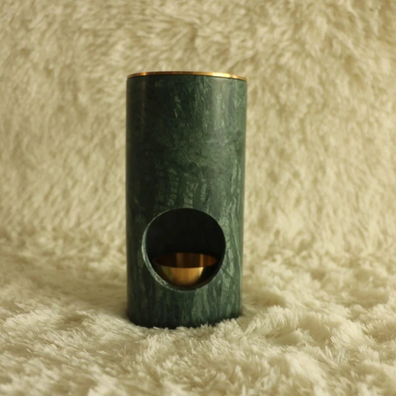 

Wholesales natural marble oil burner dia8x16cm Green marble incense oil burner