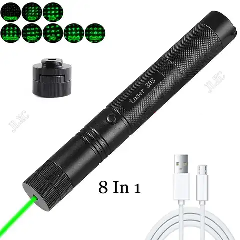 Тактические лазерные указки с USB-разъемом, мощный перезаряжаемый Лазерный фонарь с зеленым регулируемым фокусом, лазерный прицел для охоты