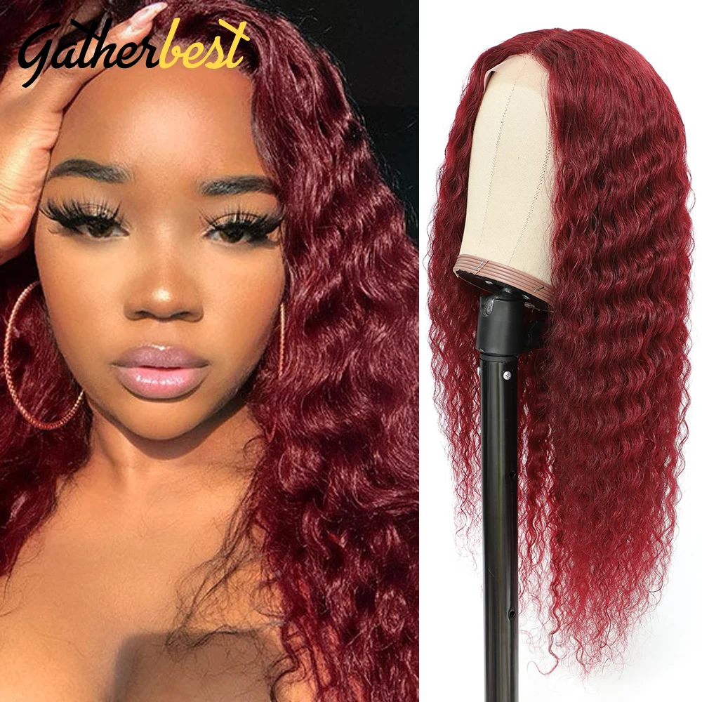 

Deep Wave Frontal Wig Burgundy Lace Front Wig Human Hair 5x5 Lace Closure Wig For Women Deep Curly HD Lace Wig 13x6 Human Hair