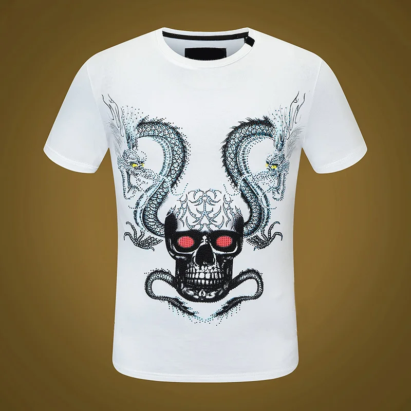 

Дизайнерская мужская футболка, модная брендовая футболка, Мужская Уличная одежда стразы, облегающие футболки с бриллиантами, летние повсед...