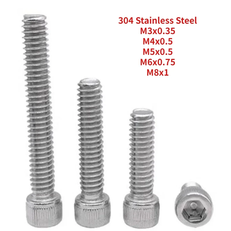 Болт шестигранный M3 M4 M5 M6 M8 шаг 0 35 5 75 1 304 из нержавеющей стали