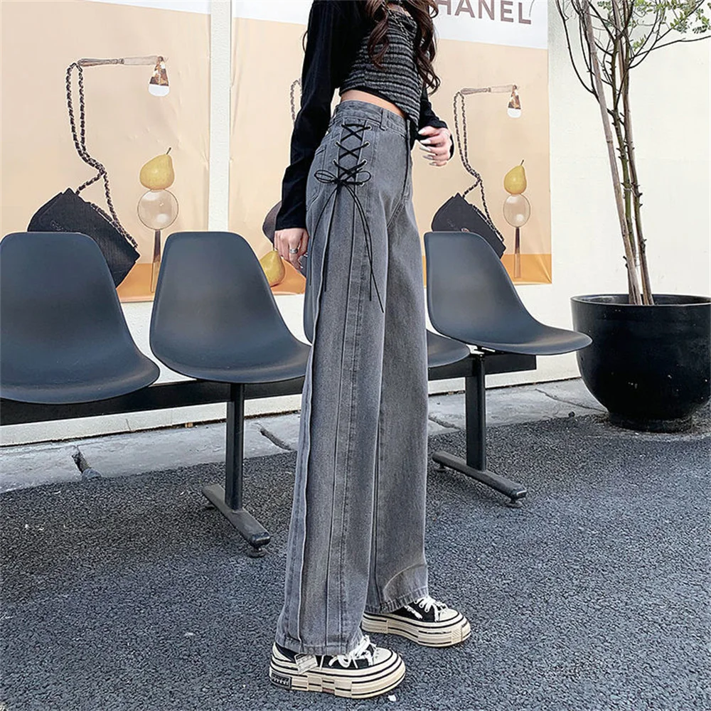 

streetwear high waist women's fashion jeans woman girls women wide leg pants trousers female trousers denim bagge mom jeans