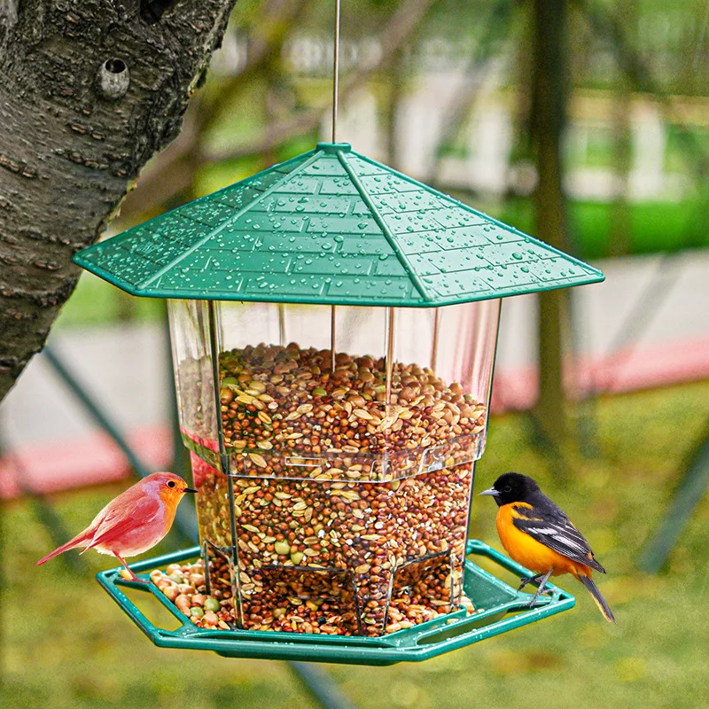 

Bird Feeder Plastic Bird Feeder Hanging Outdoor Peanut Nut Feeding Garden Wild Bird Outside Seed Dispenser Holder Food Container