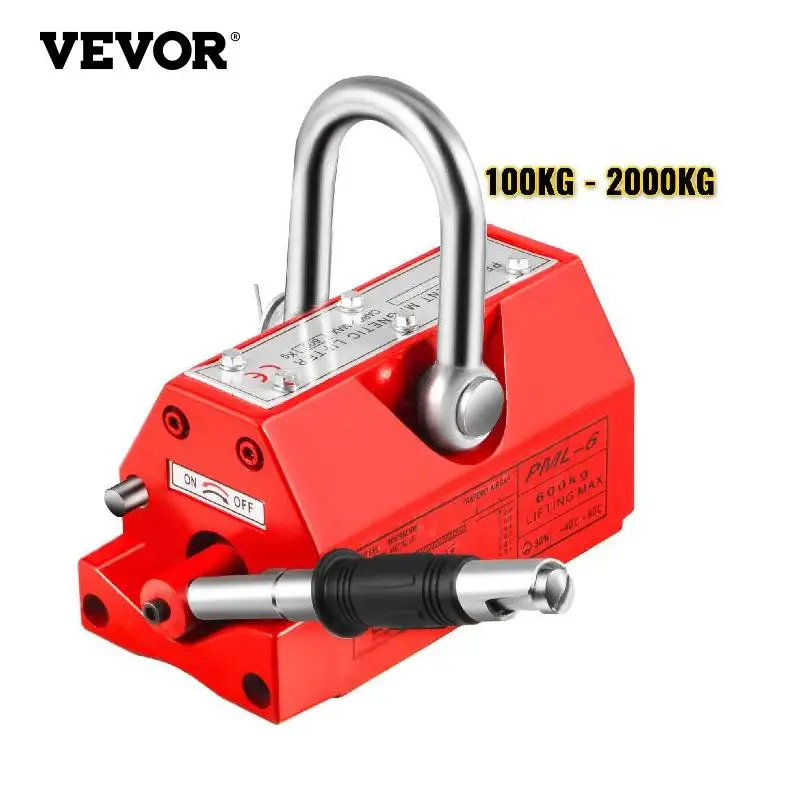 VEVOR 100Kg - 2000Kg Permanent Magnetic Lifter Manual Control Heavy Duty Jack Lifting Hoist Crane Magnet Round Neodymium Iron