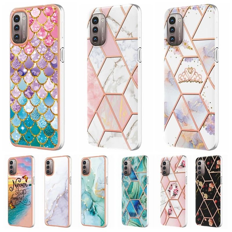 

For Nokia G21 Case NokiaG21 TA-1418 Funda Soft Silicone Back Cover for Coque Nokia G 21 G11 G20 G10 Cases Chic Marble Phone Case