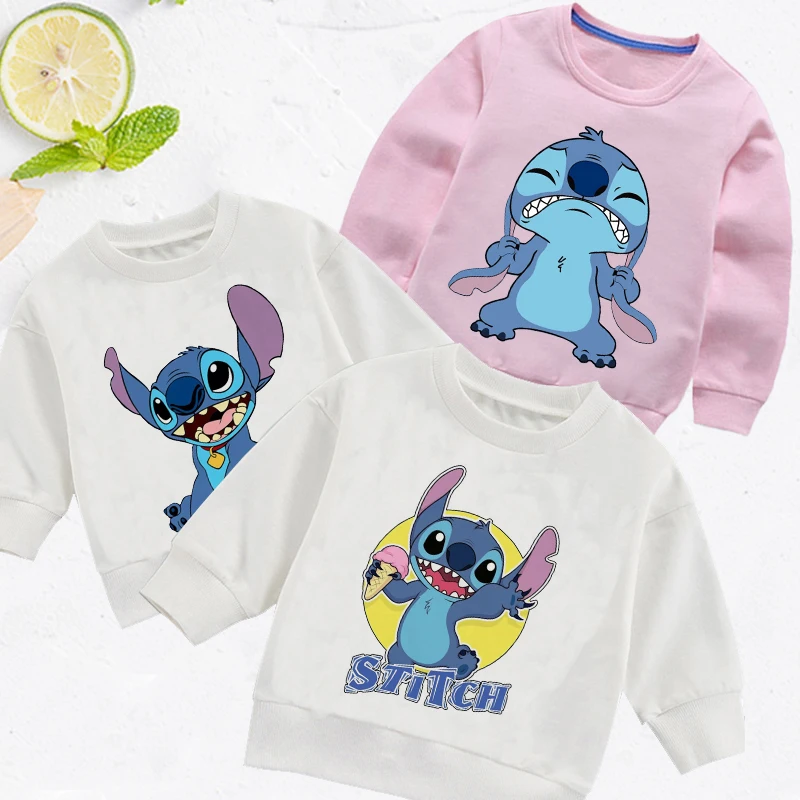 

Disney Cartoon Stitch Children's Hoodie Print Fashion Baby Sweatshirt Boys Girls Children Clothes Casual Winter Long Sleeve Top