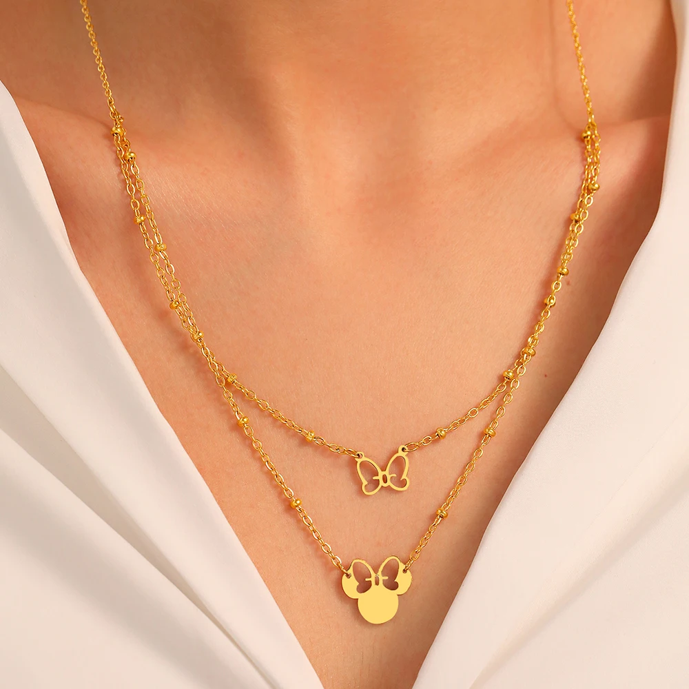 Ожерелья из нержавеющей стали новинка многослойная цепочка для пожилых людей