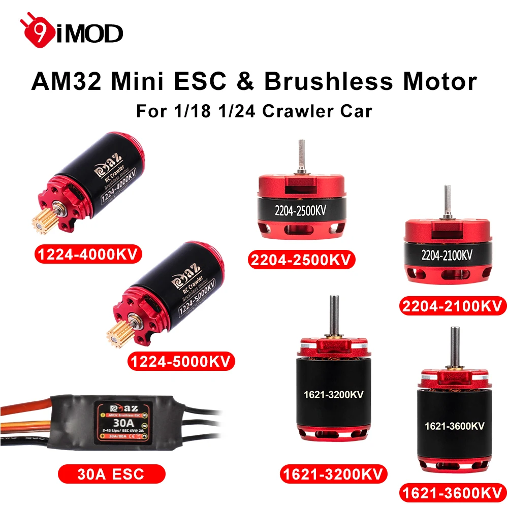 Фото 9IMOD Бесщеточный двигатель ESC Combo AM32 30A Mini ESC 1224/1621/2204 Outrunner Motor для RC 1/18 1/24 Гусеничный автомобиль Axial SCX24 TRX4M №5