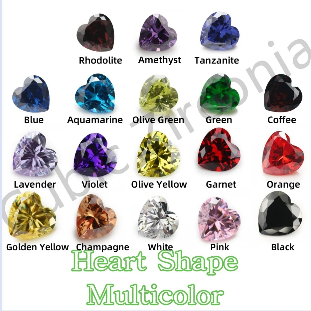 10 шт. 3x3 ~ 15x15 мм AAAAA в форме сердца белый зеленый аквамарин синий оранжевый розовый