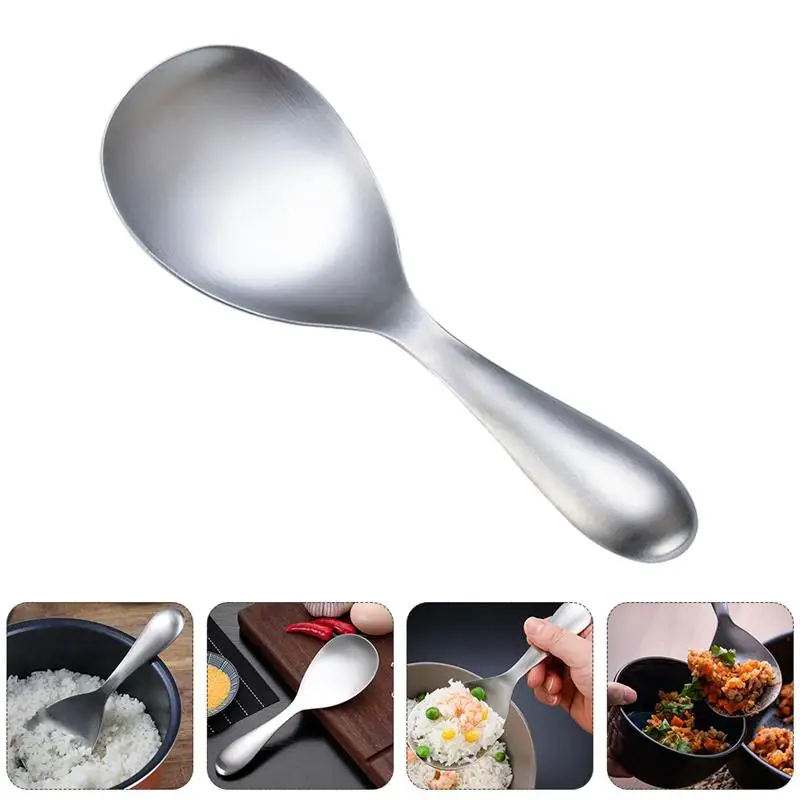 

1Pc Stainless Steel Rice Spoon Practical Large Scoop Rice Paddle (Silver)