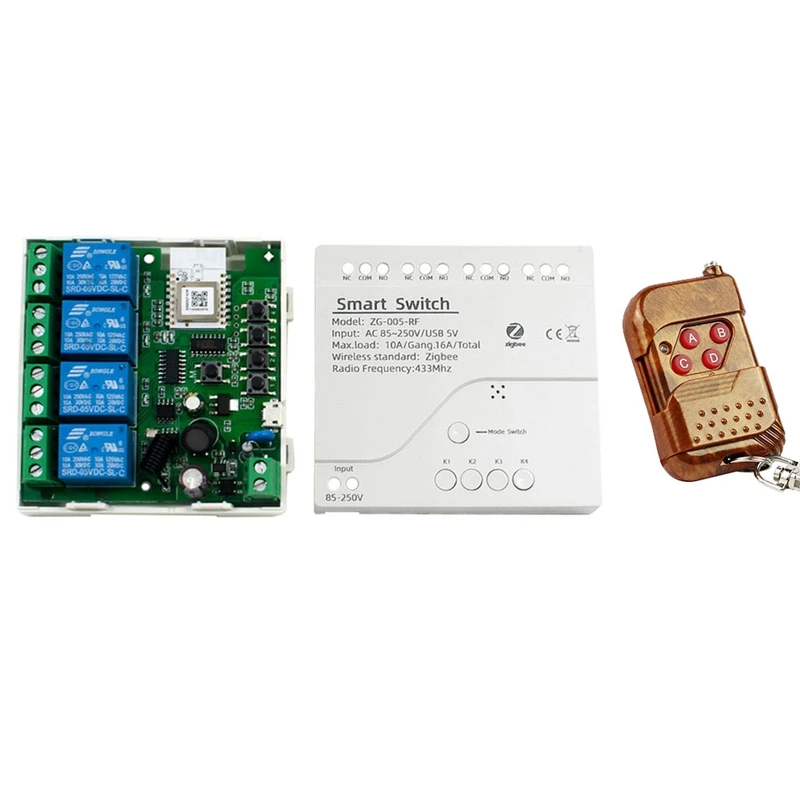 

Умный модуль переключателя 4CH Tuya Zigbee, дистанционное реле для умного дома, пластиковый белый, работает с шлюзом для Alexa, Google Home, 85-250 В