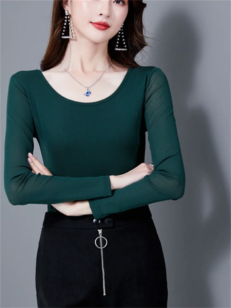 Шелковая футболка женская тонкий топ для прыжков сетчатый низ темпераментная