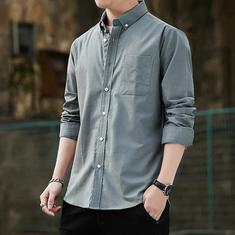 

2022 Spring New Men's Long Sleeve Shirts Business Casual Cotton Versatile White Shirts Comfortable Men's Shirts Male Clothing