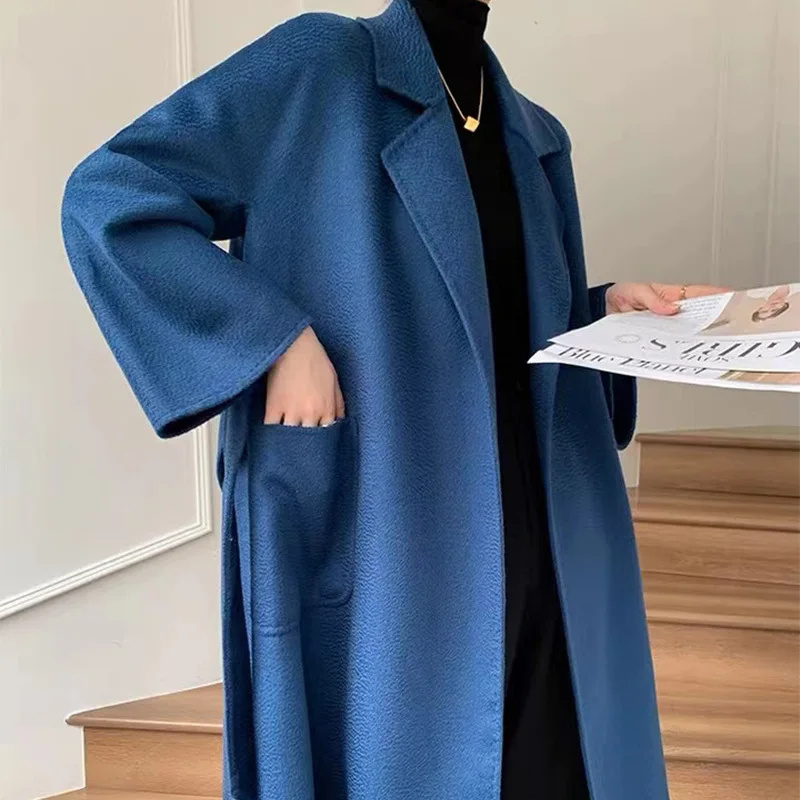 Женское удлиненное шерстяное пальто Water ripple новинка 2023