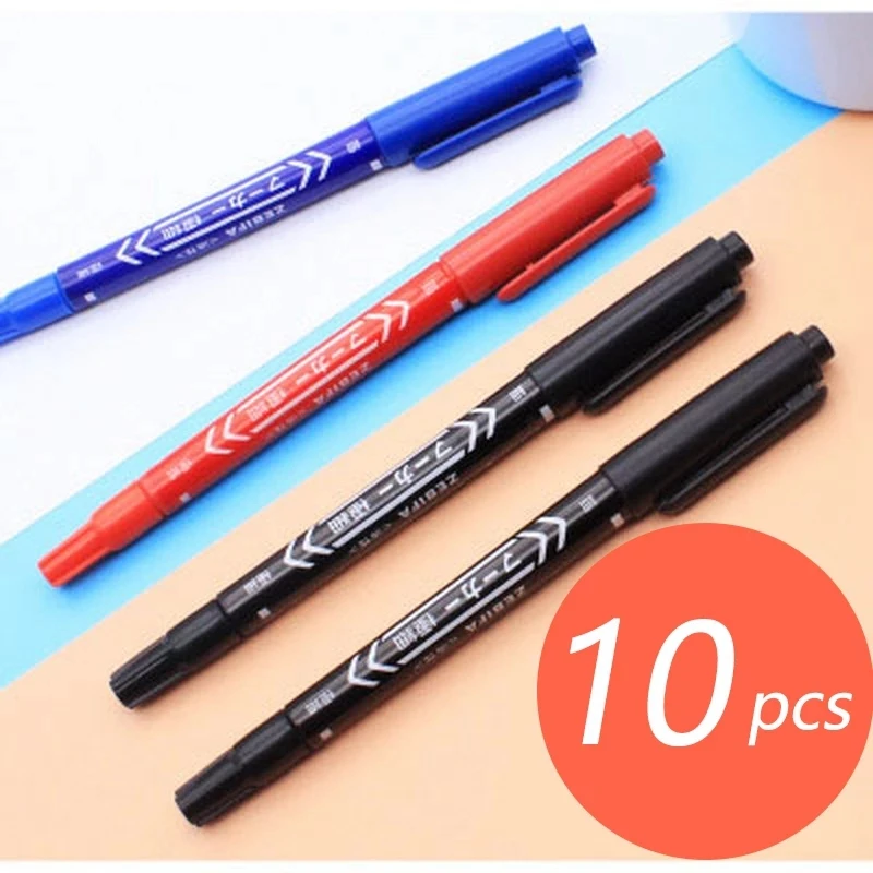 

10pcs /Set Colored Professional Art Color Sign Advertising Double Line Art Markers Pen Stationery Office School Supplies