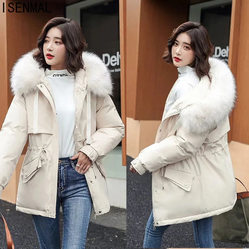 2022 New Winter Jacket Women Long Parkas Fur Hooded Clothing Female Fur Lining Parka Thick Snow Wear Coats Winter Clothes