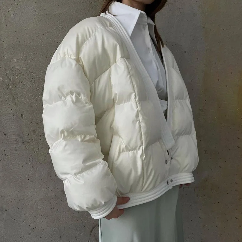Women Parkas Winter 2022 Elegant Ladies Office Cotton Long Sleeve Jackets Female Thick Warm Loose Coat Fashion Casual Outwear