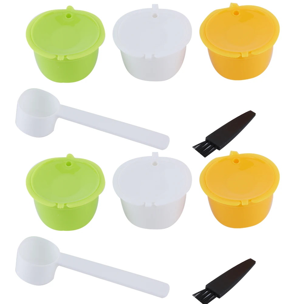 

2Set Refillable Coffee Capsule Reusable Coffee Filter Cup with Brush Spoon Set Fit for Dolce Gusto