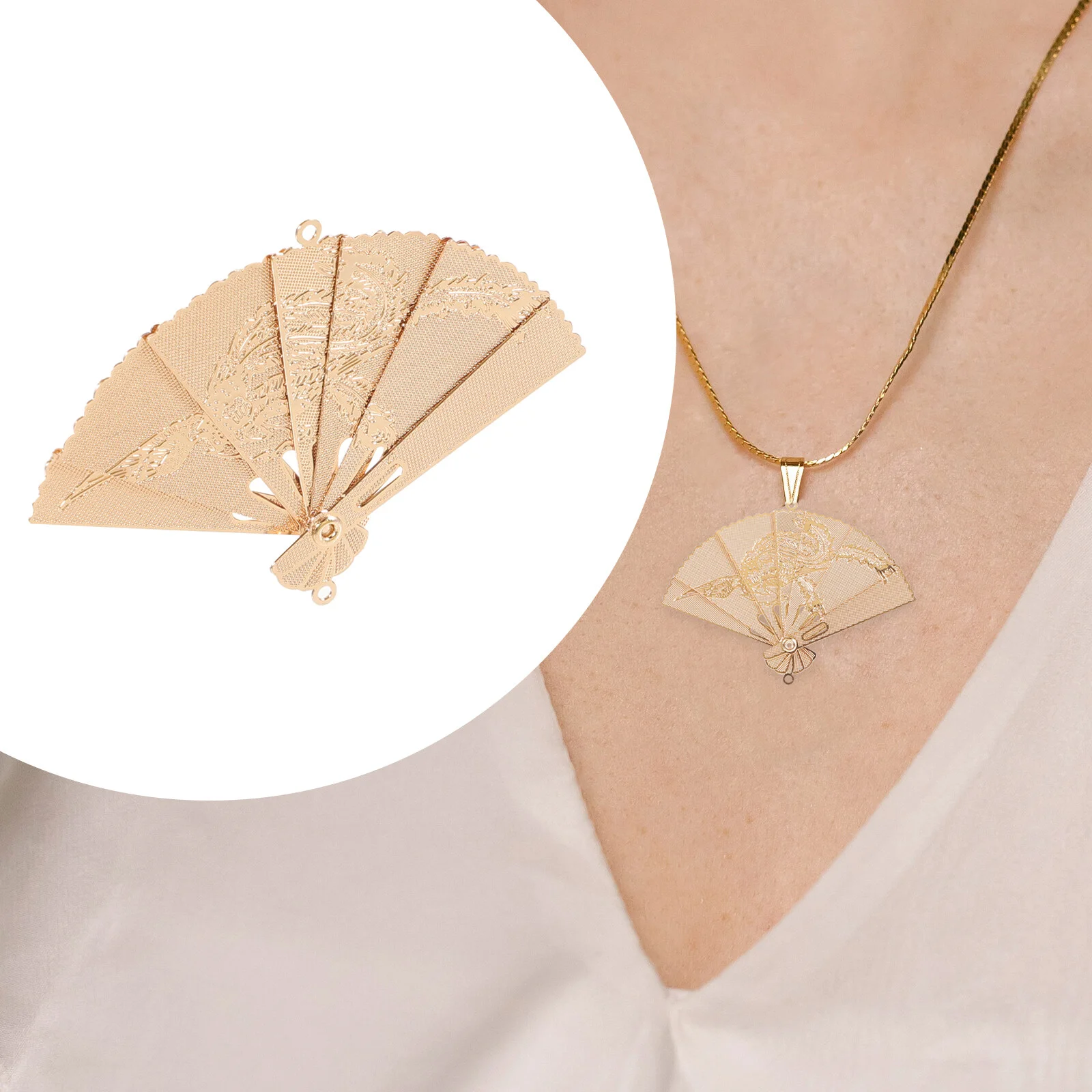 5 Pcs Foldable Fan Brass Pendant Hand Jewelry Charms Small Accessories Bracelet Making Copper DIY Craft