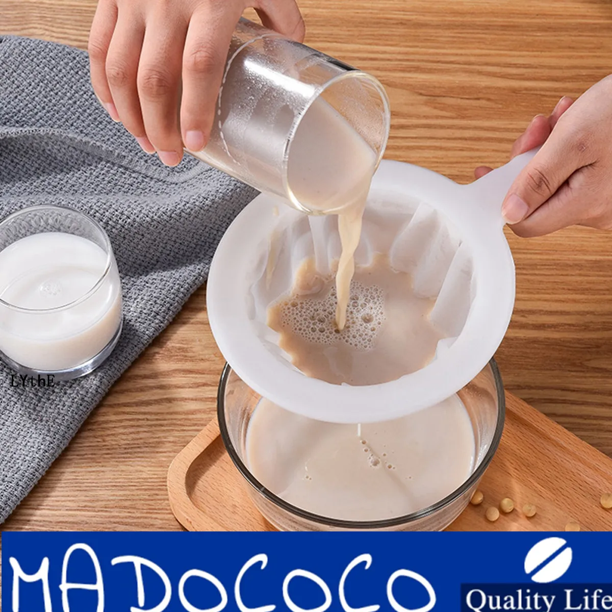 

Hot Sale Mesh Kitchen Ultra-fine Mesh Strainer Kitchen Nylon Mesh Filter Spoon for Suitable for Soy Milk Coffee Milk Yogurt