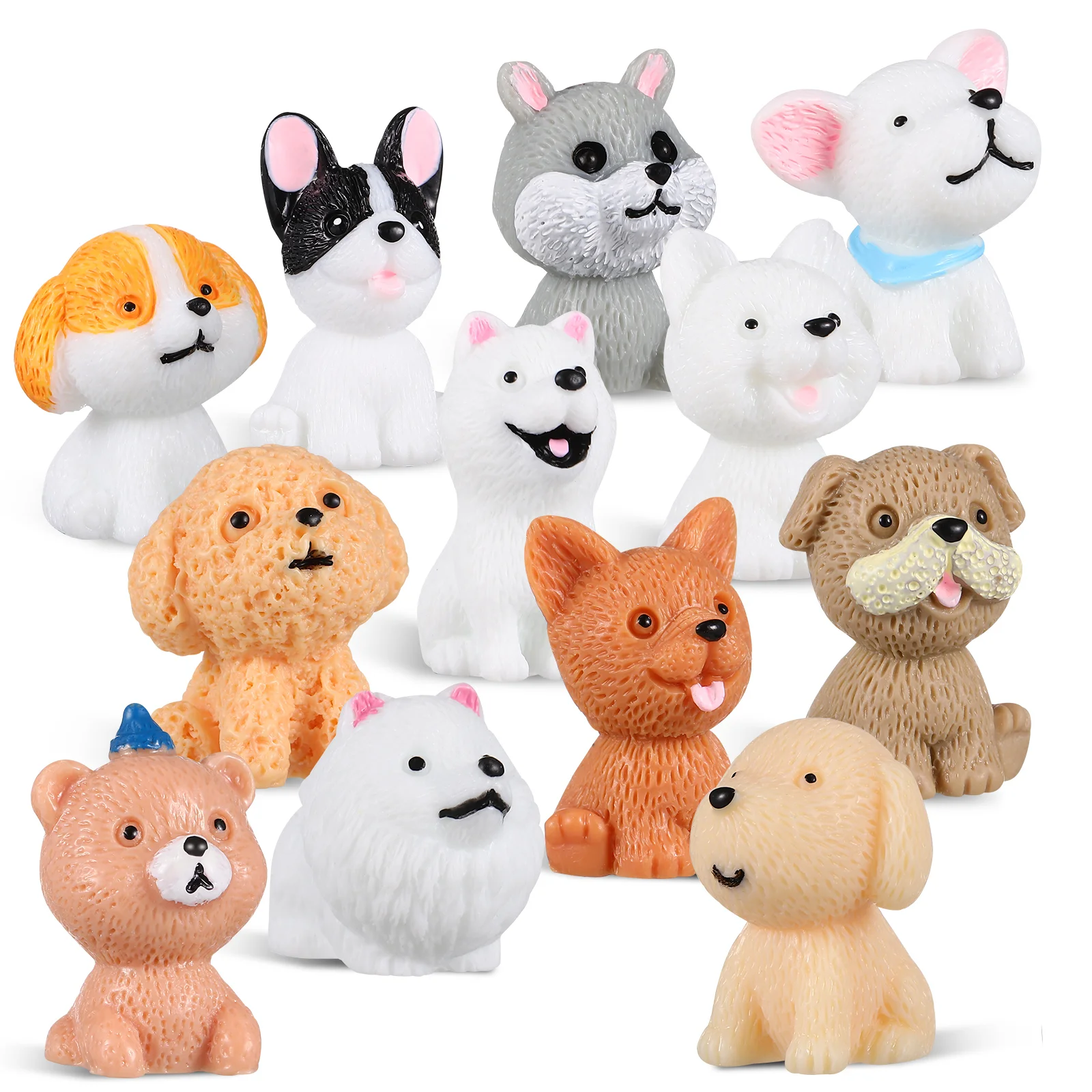 

12 Pcs Mini Dog Figurines Simulation Cartoon Resin Puppy Statues Models Toys for Kids Toddlers