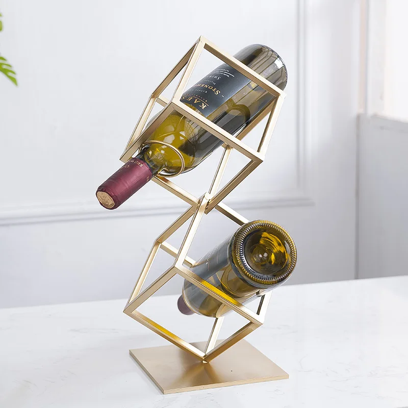 Metal Free Standing Wine Rack Organizer Modern Creative Table Wine Holder Gold Elegant Champagne Suporte Vinho Home Decor
