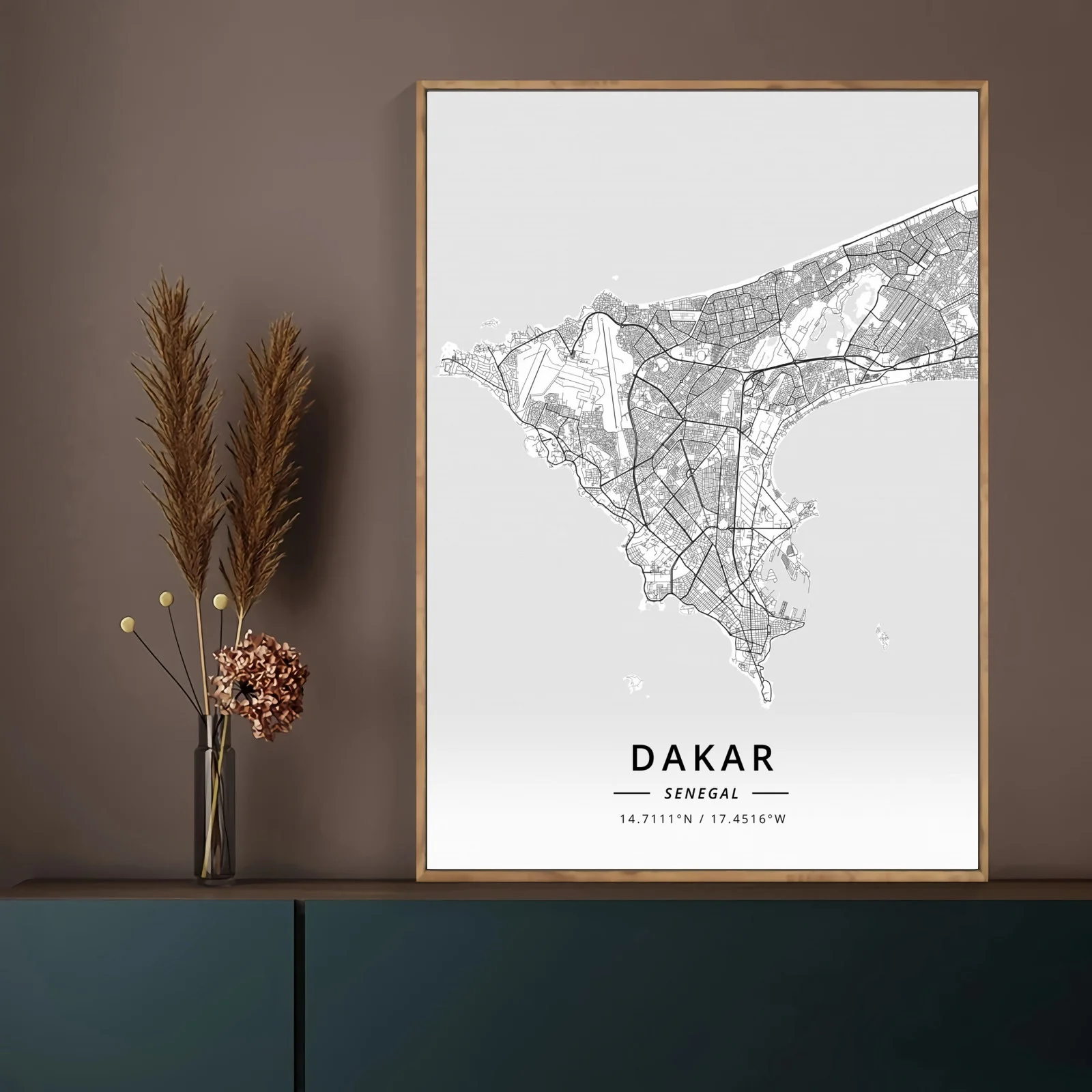 Карта города Дакар многоцветная печать настенная Картина на холсте Постер для