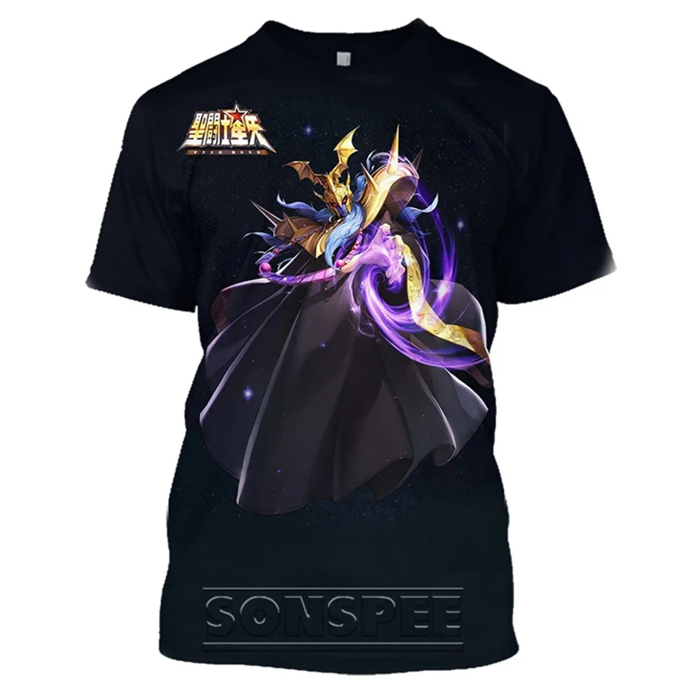 Футболка Saint Seiya футболки с аниме рисунком Camisetas манги Мужская одежда летняя
