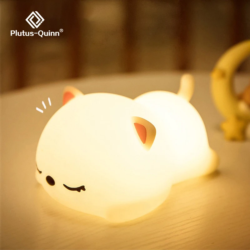 

Touch Sensor Night Lights Cat Beer Bunny Silicone USB Rechargeable Night Light Bedroom Bedside Lamp With Remote For Kids Gift