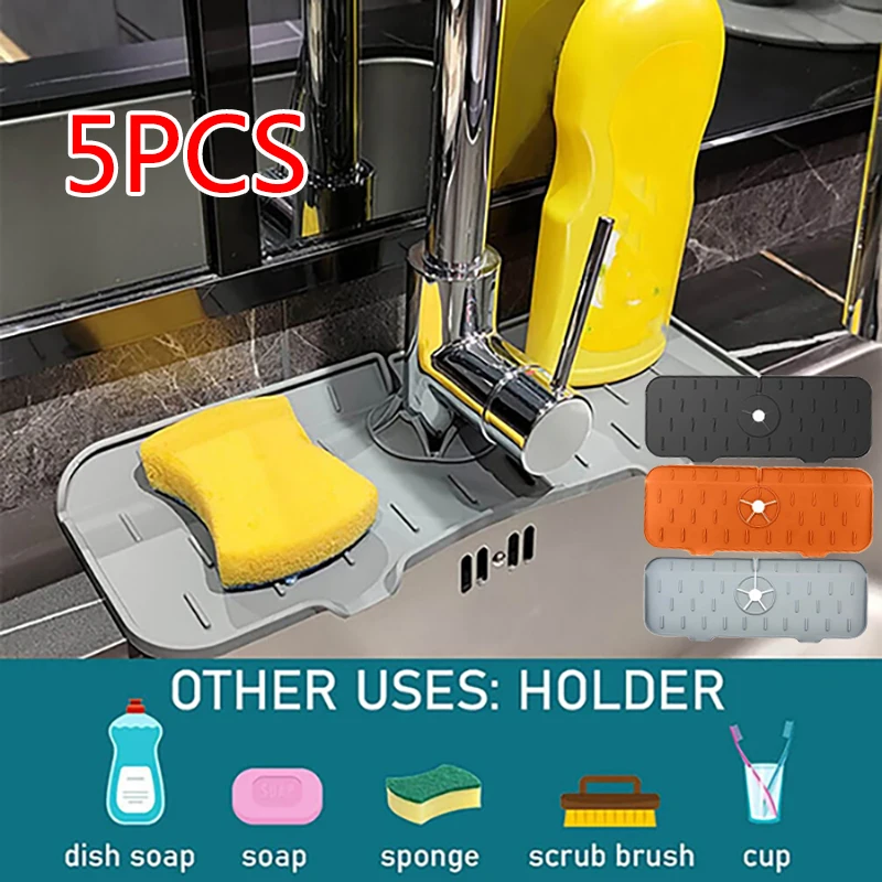 

Kitchen Faucet Absorbent Mat Silica Gel Splash Catcher Mats Sink Guard Drain Pad Countertop Protector Bathroom Kitchen Gadgets