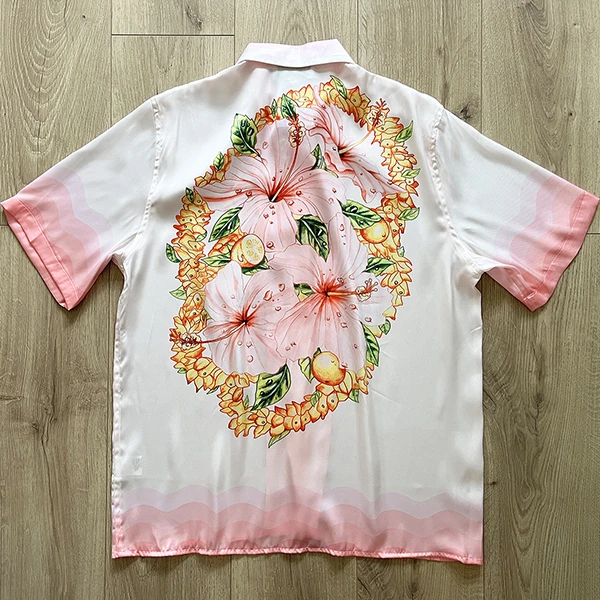 

2023ss розовая рубашка Касабланка для мужчин и женщин Гавайский пляжный стиль 2023ss шелковые рубашки с цветочным узором для мужчин