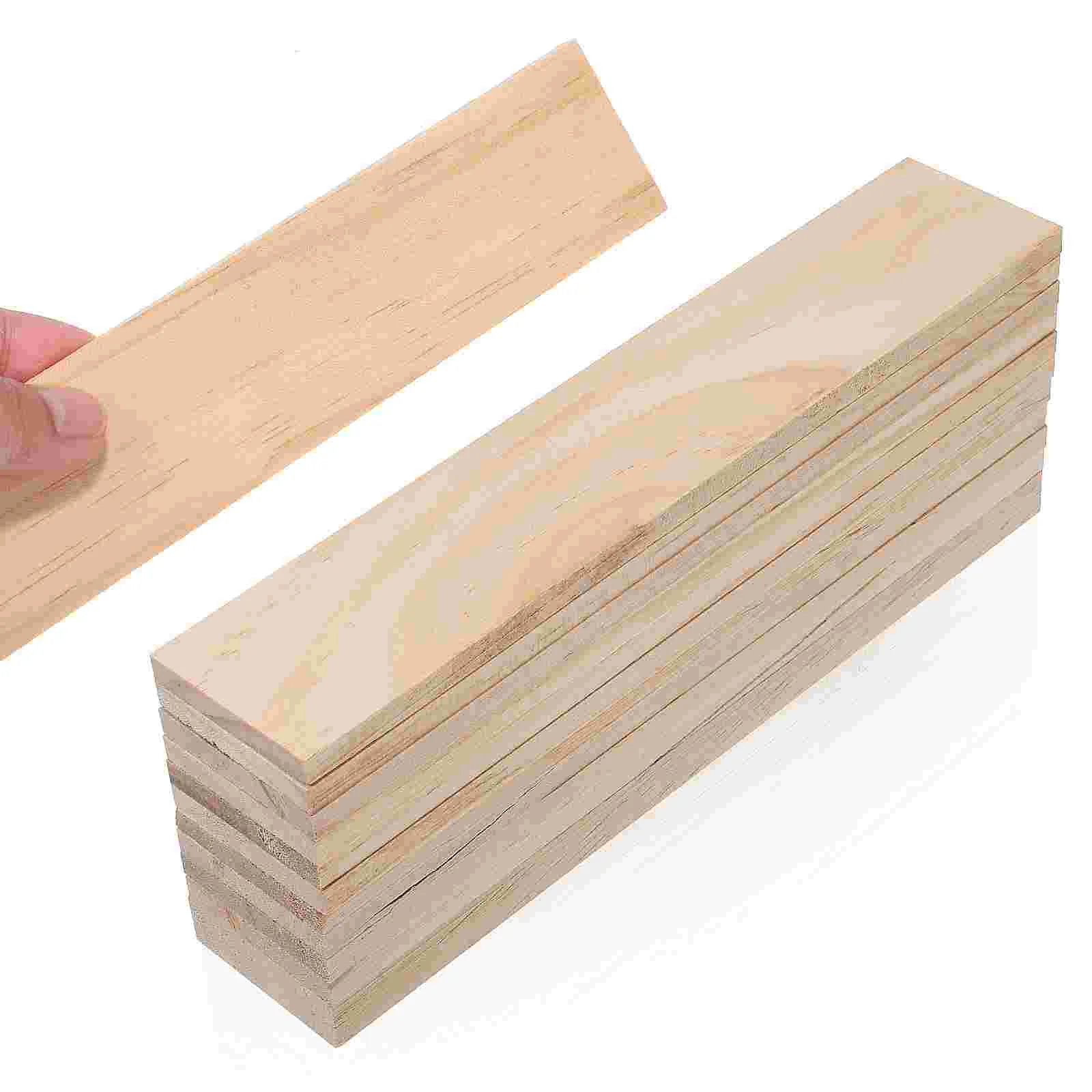 

12 Pcs Rectangle Unfinished Wood Planks Shelves Wooden Carving Crafts Board Block Blocks