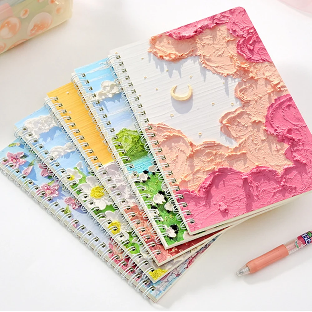 

A5 Coil Book Oil Notebook for School Painting Landscape Literary Colorful Notepad Planner Paper For Stationery Supplies