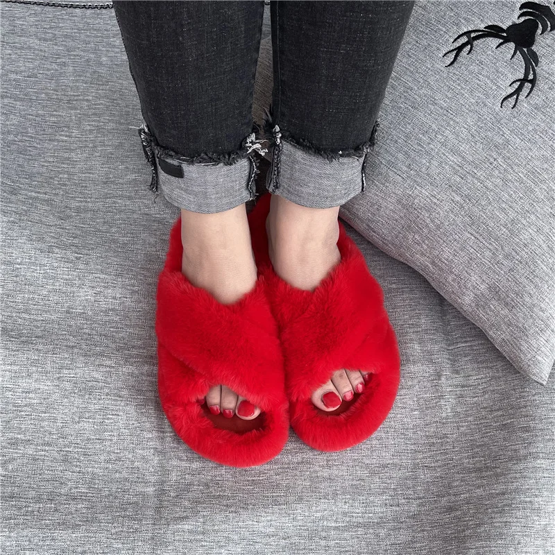 

Special Offer Ladies Fur Slippers Soft High Imitation Mink Fur Flat Shoes Fashion Casual Outdoor 38 Size Shoes