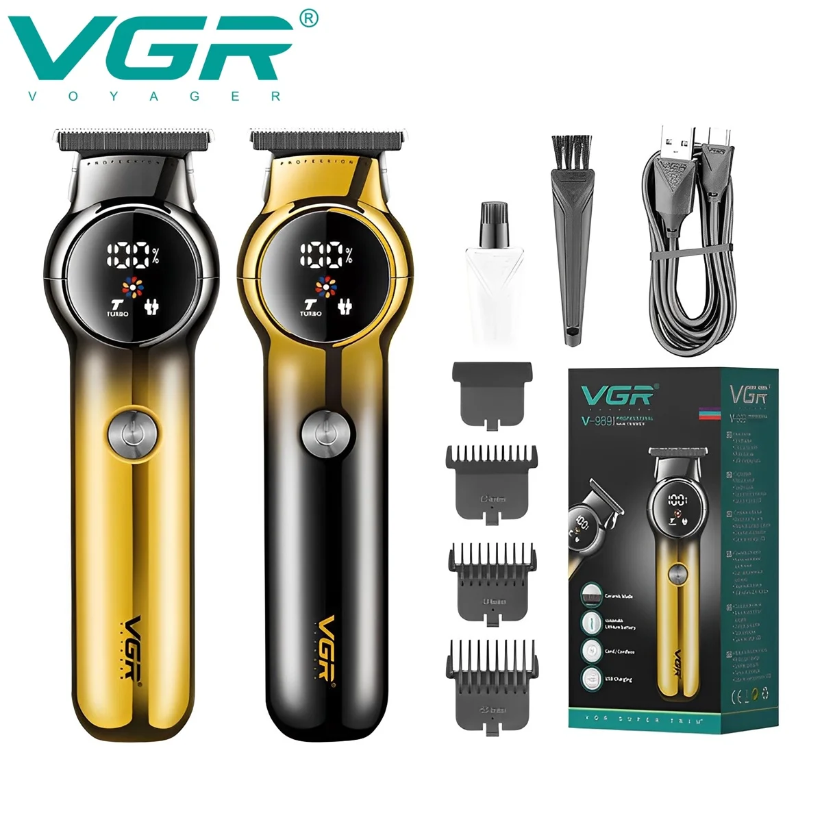 

VGR Hair Trimmer Professional Hair Clipper Turbo Power Barber Trimmer Machine Type-C USB Charging Hair Clippers for Men V-989