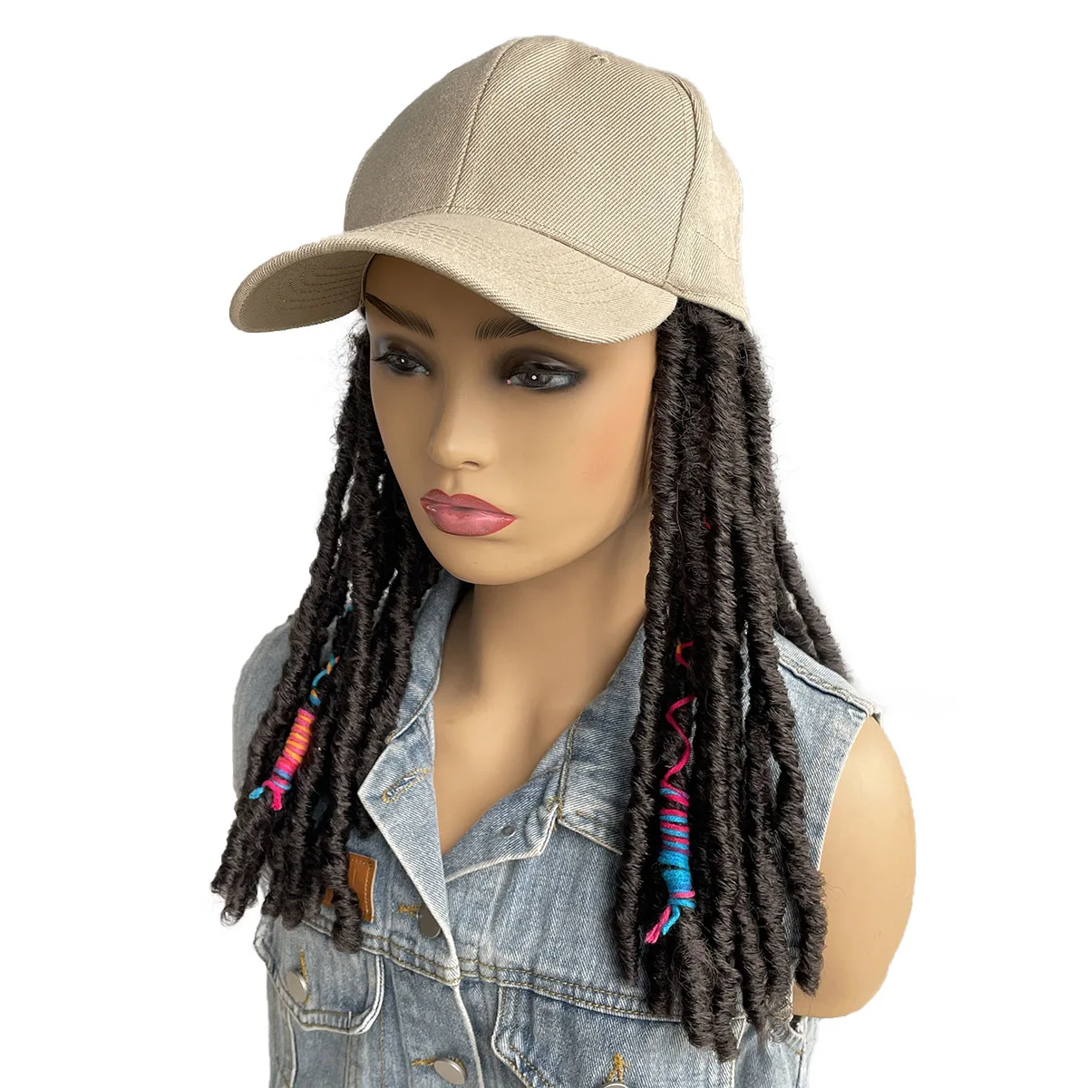 BCHR Hat Dreadlocks Wigs for African Black Women Daily Synthetic Braided Hair Baseball Cap Dread Locks Wig