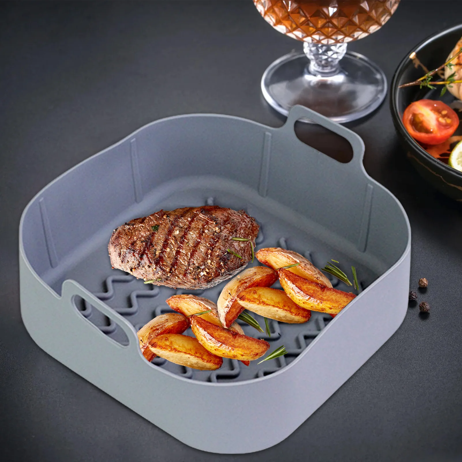 

AirFryer Silicone Pot Nonstick Pans Reusable Pot AirFryer Accessories Baking Basket AirFryer Silicone Grill Pan Baking Tool