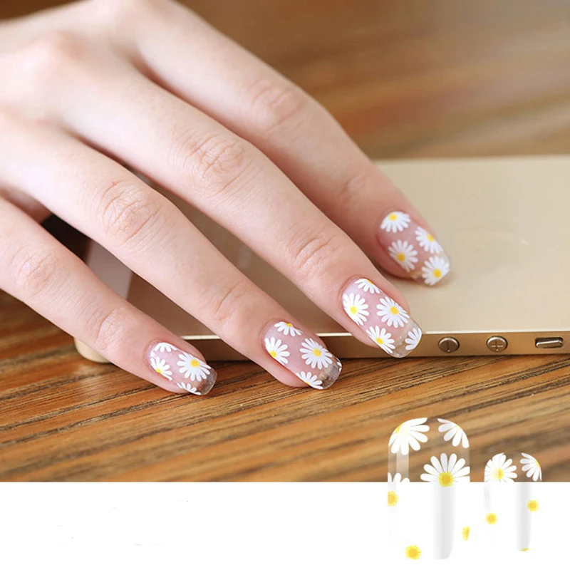 Nail Art Decals Summer Daisy Fruits White Florals Petals Flowers Back Glue Nail Stickers Decoration For Nail Tips Beauty images - 6