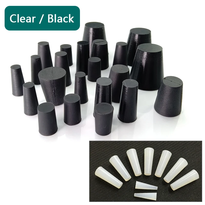 

Clear / Black Conical Rubber Stopper HIGH TEMP Silicone Plugs Sealing Tapered Rubber Plug For Electroplating Paint