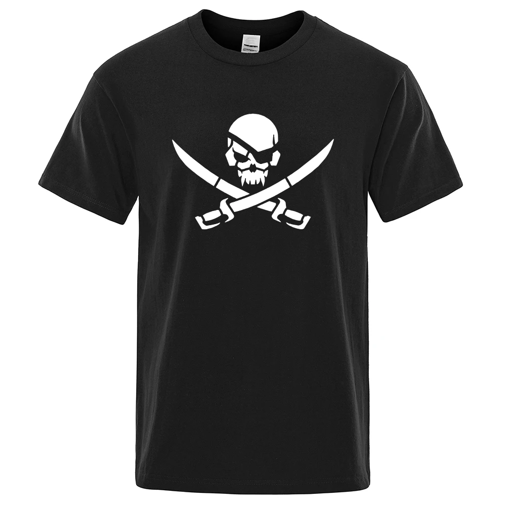 

Pirateskull Print Tshirts Male Fashion 100% Cotton T-Shirt Hip Hop Loose Tee Clothes Casual Fashion Casual Tops Mens Streetwear