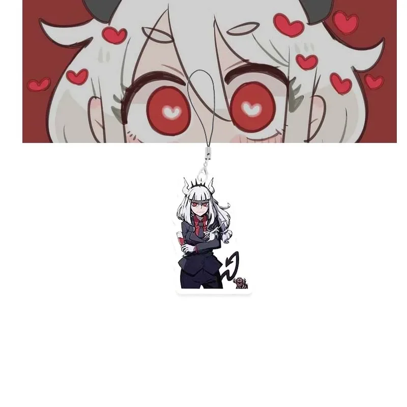 Фото Новый helltaker акриловые брелки для телефона мультфильм рюкзак кулон брелок Kawaii брелок аксессуары №2