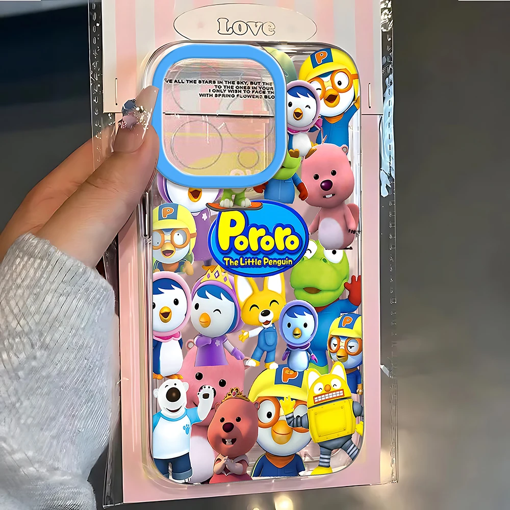 Фото Милый мультяшный чехол для телефона Pororos для Samsung Galaxy S26 S25 S24 S23 S22 S21 FE Note20 Note10 Edge Plus Ultra Lite 5G, прозрачный чехол №2